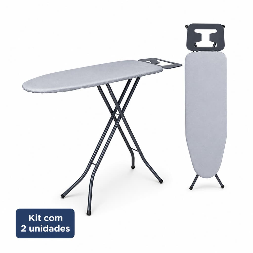 Kit 2 Tábuas de Passar Roupa Turquia Aço Altura Regulável 9 Níveis Capa Térmica