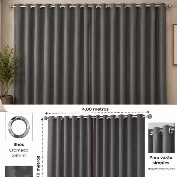 Cortina Blecaute Sala 3,00m X 2,70m Cortina Persiana Blackout em Tecido Premium Cortina Janela 2,80m X 1,70m