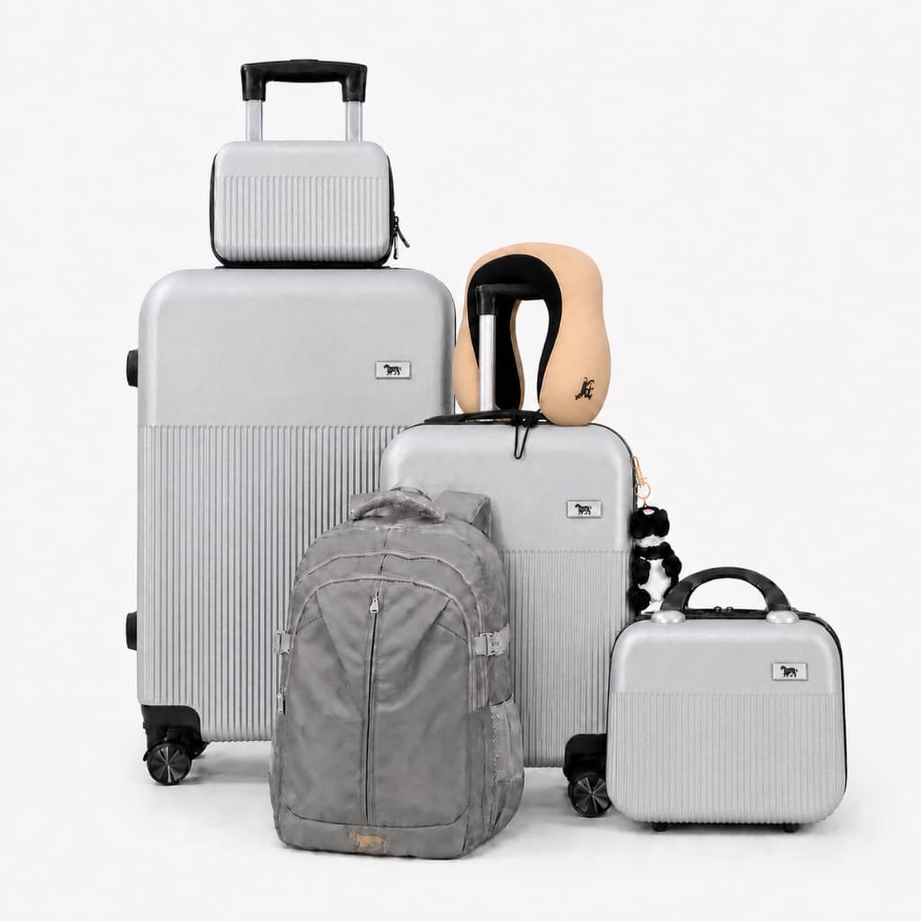 Kit Malas Viagem Despacho 23kg Bordo 10kg + Frasqueira + Necessaire + Mochila Chapa Dupla ABS