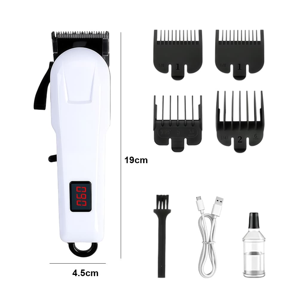 Maquina de Cortar Cabelo Profissional Recarregavel Display Digital Sem Fio Portátil