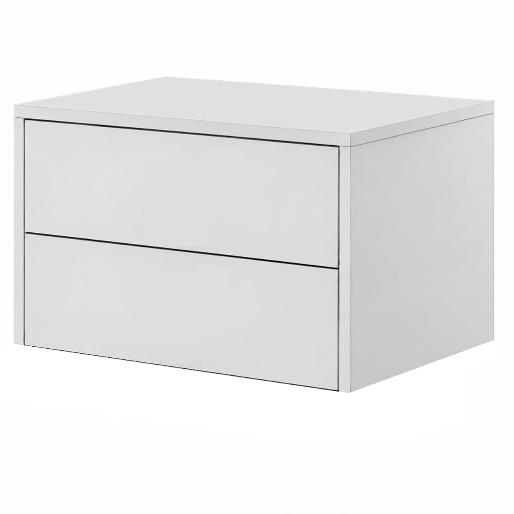 Criado Mesa de Cabeceira com 2 Gavetas Corrediça Telescópica MDF Branco