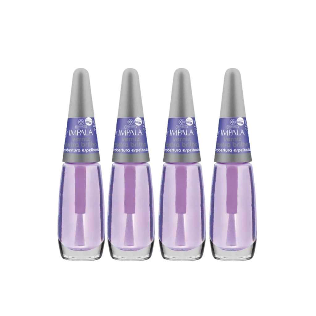 Kit Esmalte Impala Cuidados Especiais Verniz Extra Brilho Cobertura Espelhada