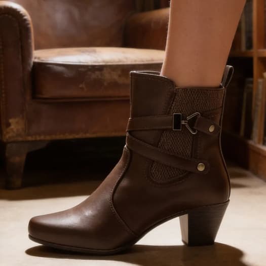 Bota Feminino Cano Curto Mooncity Ziper Moda Fivela 73241