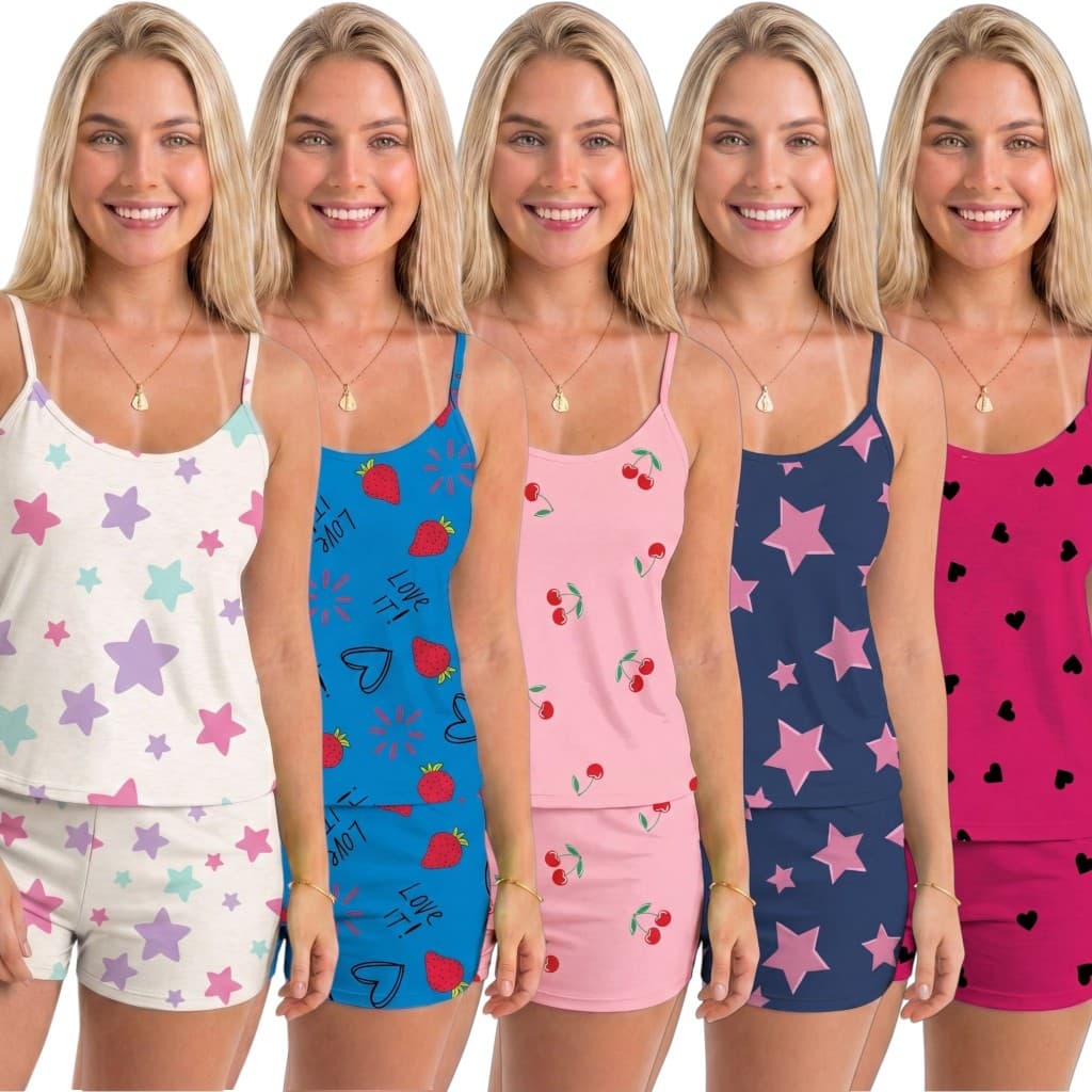 Kit 14 Peças (7 Conjuntos) Pijamas Baby Short Doll Pijama Feminino Confortável Conjunto Feminino