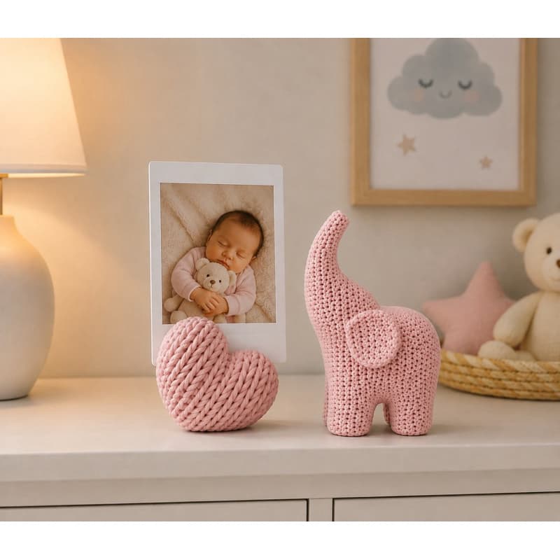Kit Porta Retrato Coração + Elefante – Decoração Infantil