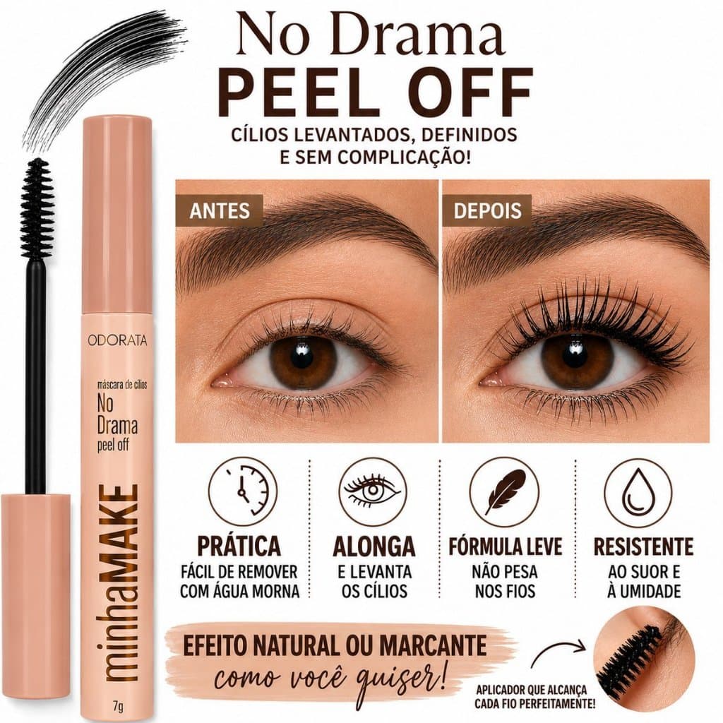 Máscara De Cílios Odorata Peel Off 7g Volume Definição E Alongamento