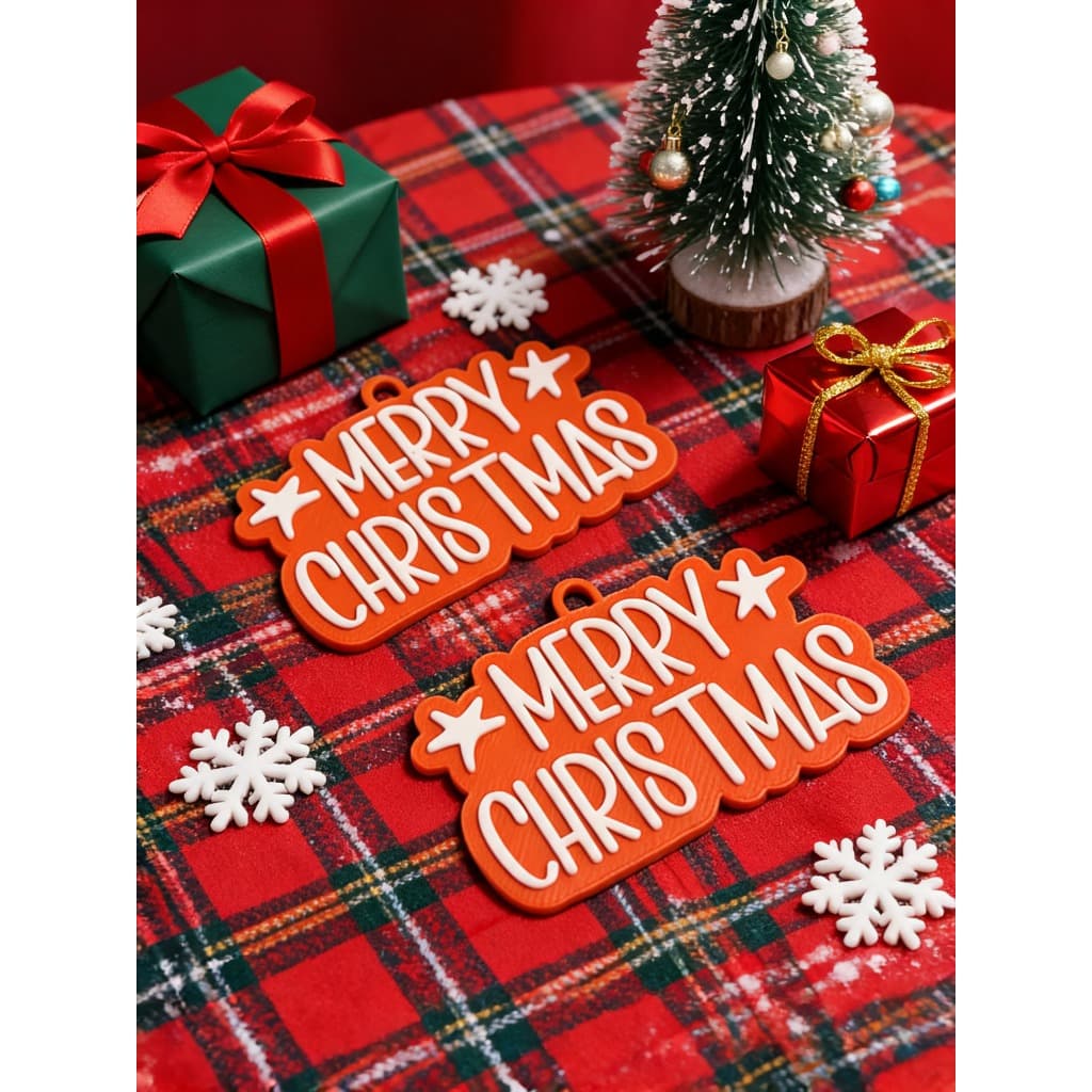 Enfeite Natal Merry Christmas 3D Tag Pendente Decorativo Árvore Natal Guirlanda Presente Lembrancinha 5cm