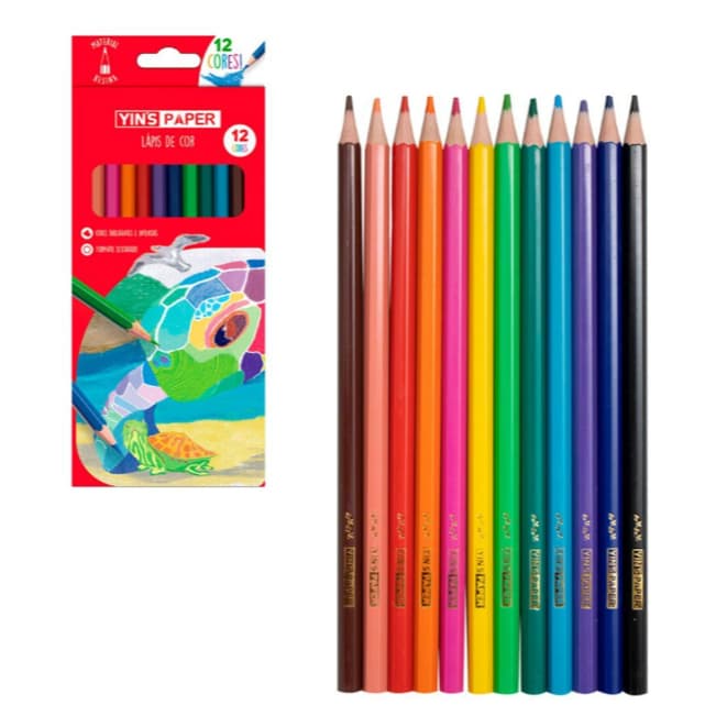 Lapis De Cor 12 Cores Sextavado Yins Paper Escolar Infantil Mina Macia Cores Brilhantes