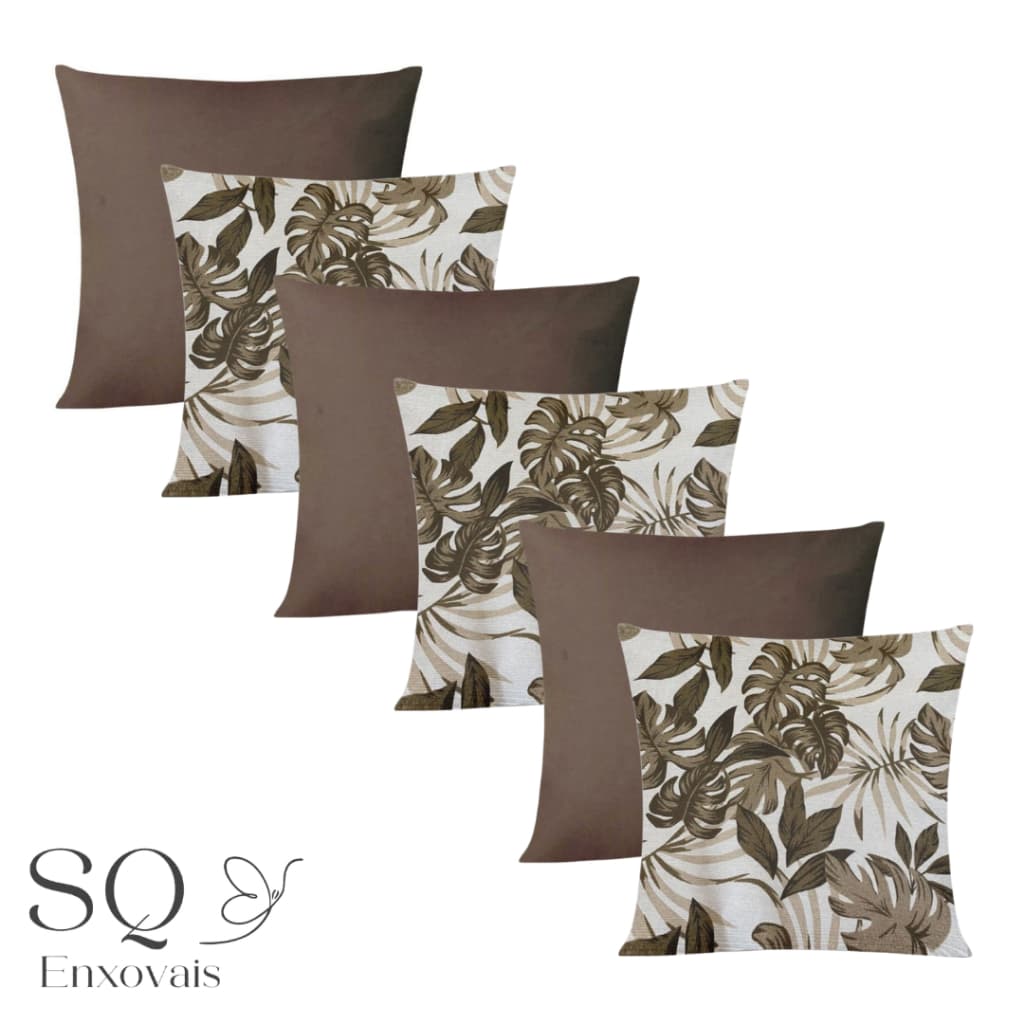 Kit Com 6 Almofadas Cheias Decorativas 45x45cm Sala/Quarto Com Zíper