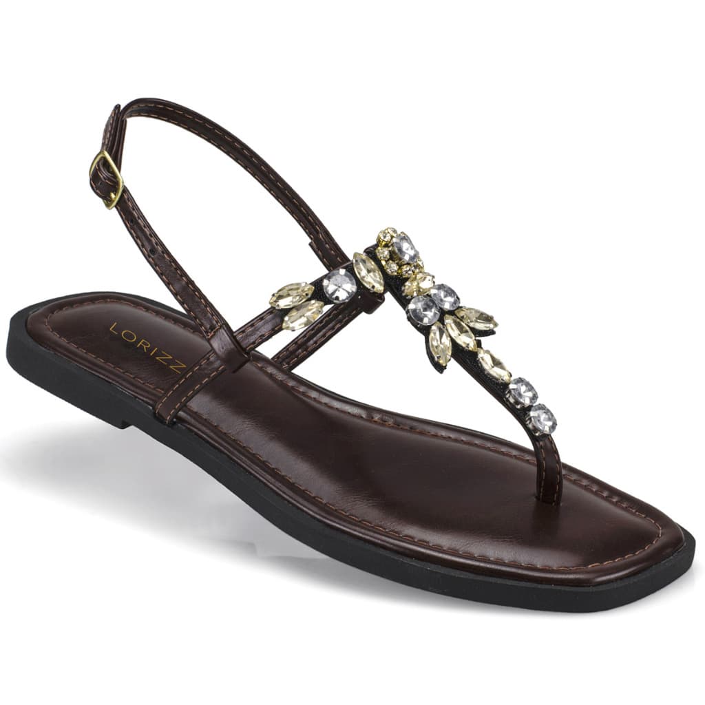 Sandalia Rasteira Feminina Pedras Confortavel e Estilo com Strass Moda 935
