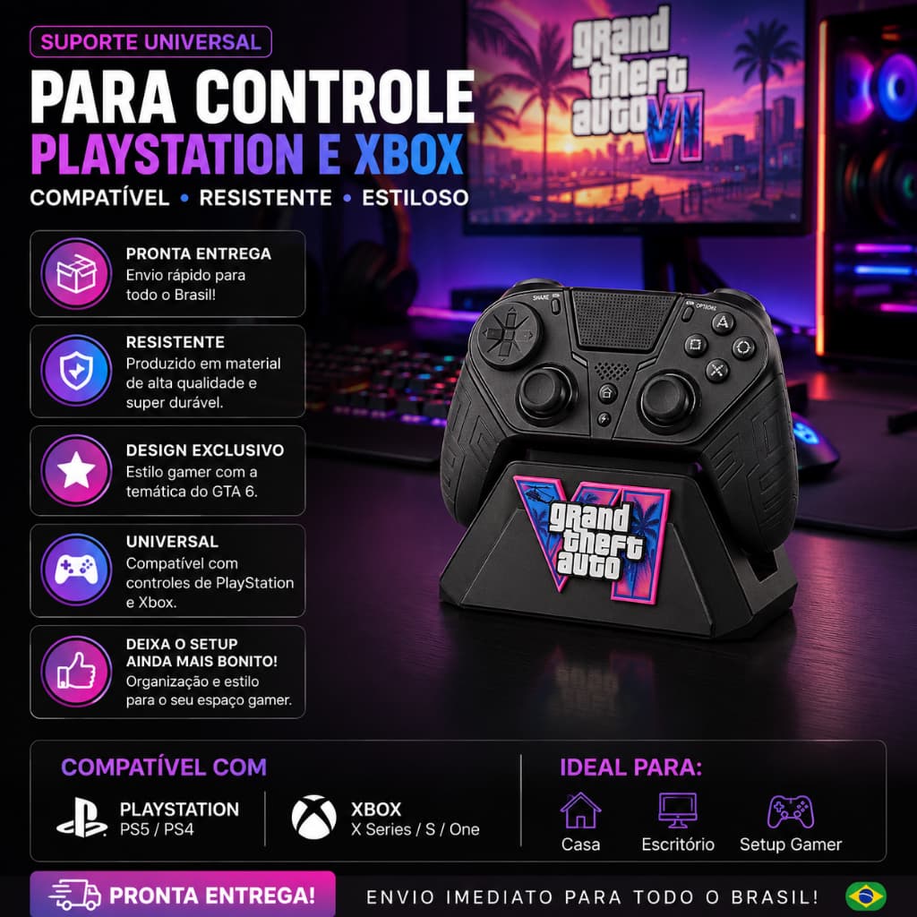 Suporte Universal para Controle PS5 PS4 Xbox Gamer GTA 6 Console