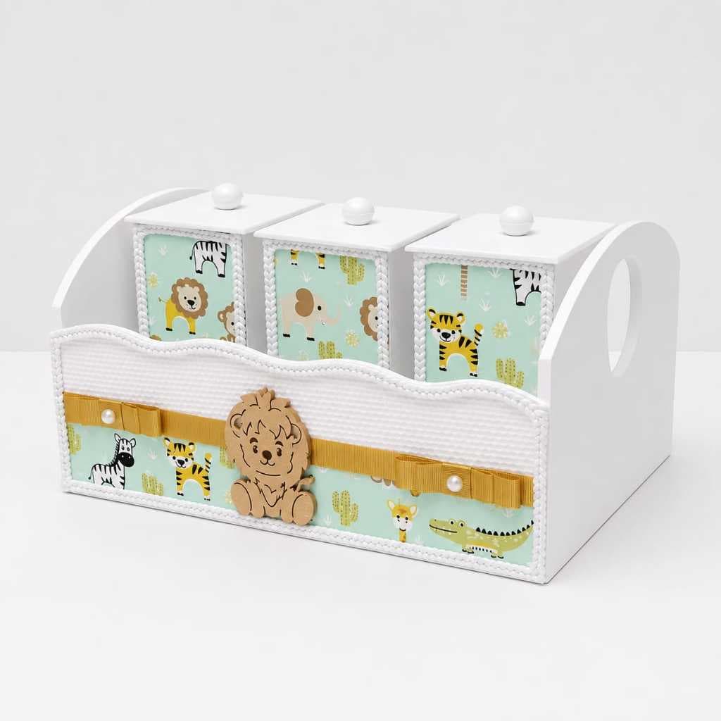 Kit Higine Cestinha 4 peças MDF Modelo Safari