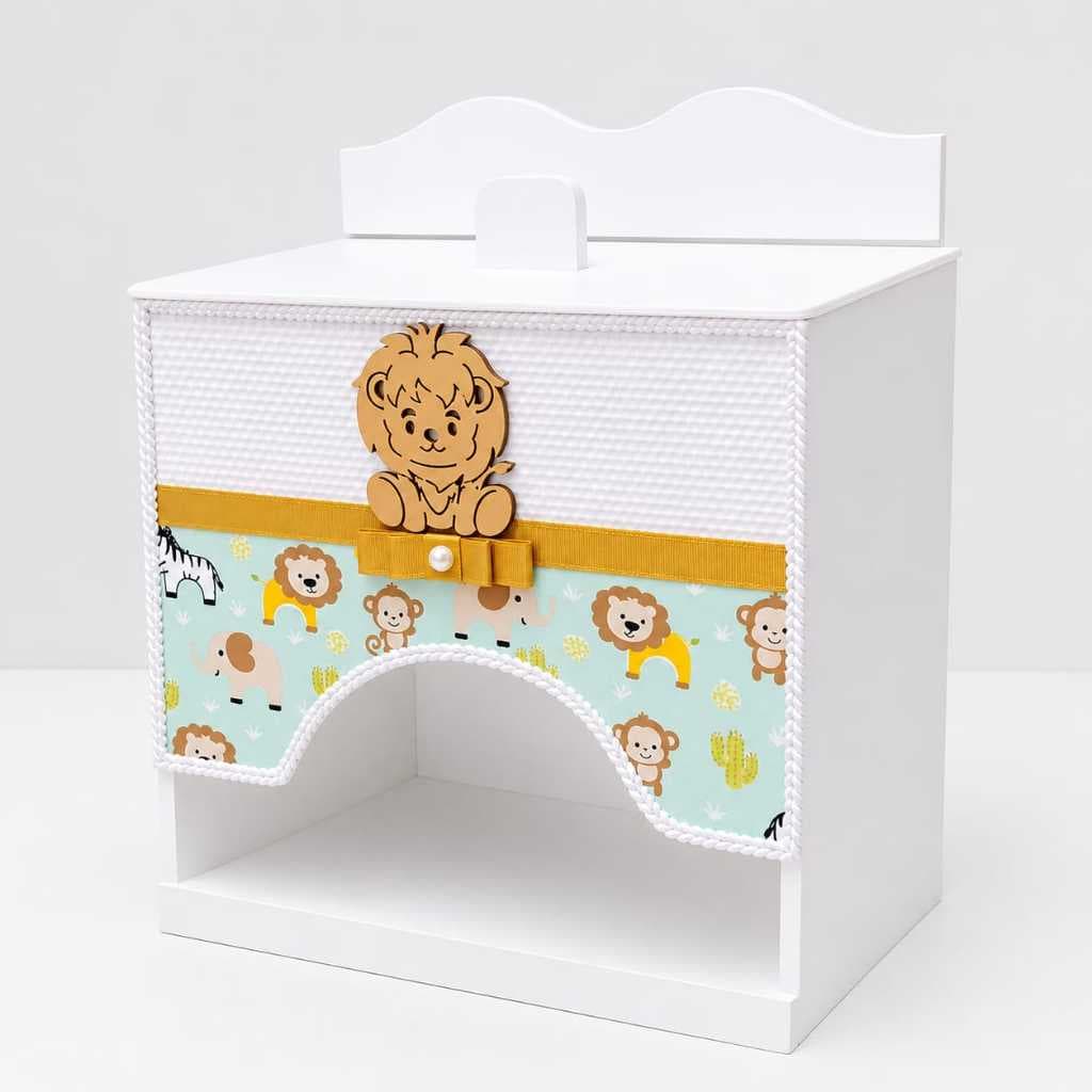 Kit Higiene bebé Porta Fralda MDF Modelo Safari
