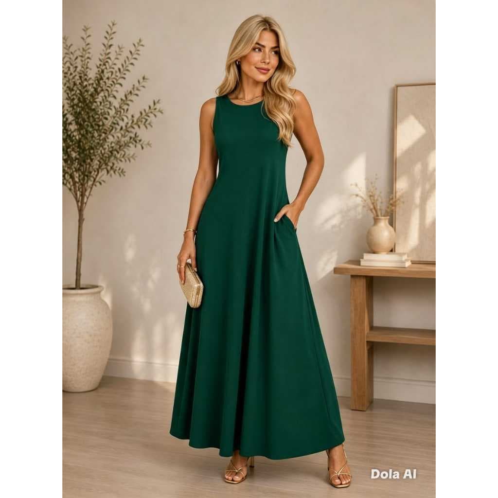 Vestido longo liso elegante 506
