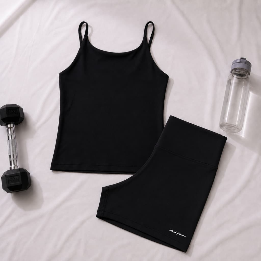 Conjunto Short Regata Feminino Poliamida Alça Fina Cintura Alta Fitness Academia Treino Yoga Verão