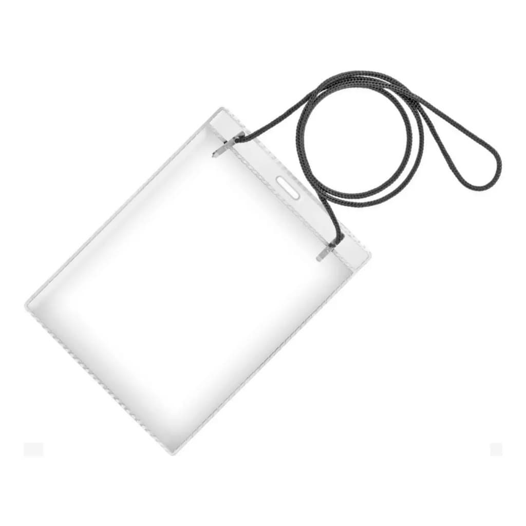 Porta Crachá Vertical Pvc Deo Plasticos Com Cordão 13x10,8cm Transparente
