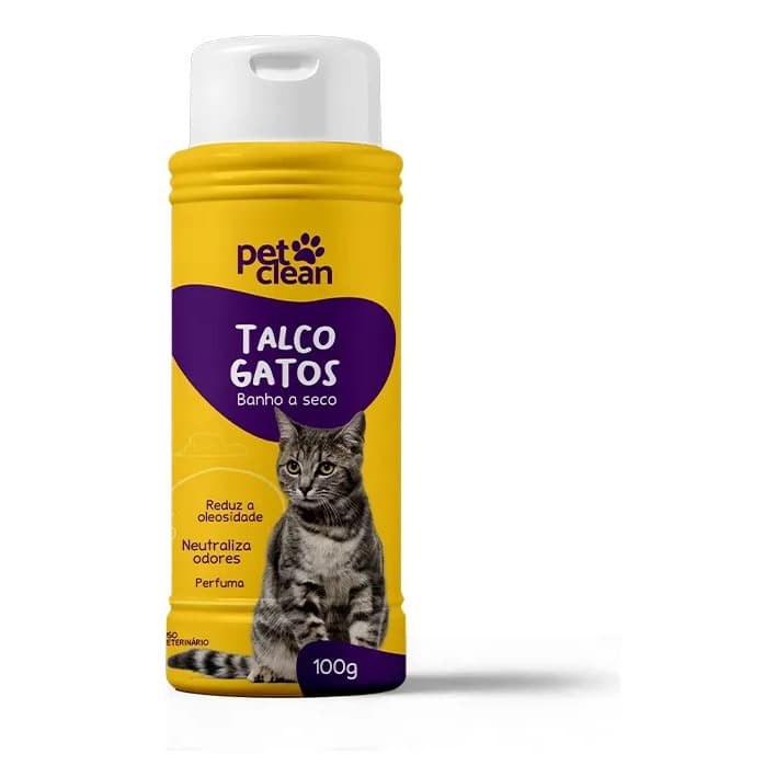 Talco Banho a Seco Pet Clean 100g - Neutraliza Odores e Combate Oleosidade
