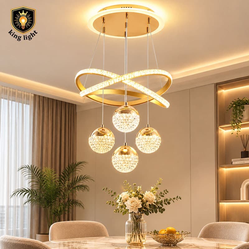 Lustre de Teto Nórdico Luxuoso LED 3 Cores Bivolt 110V-220V para Sala de Jantar e Estar