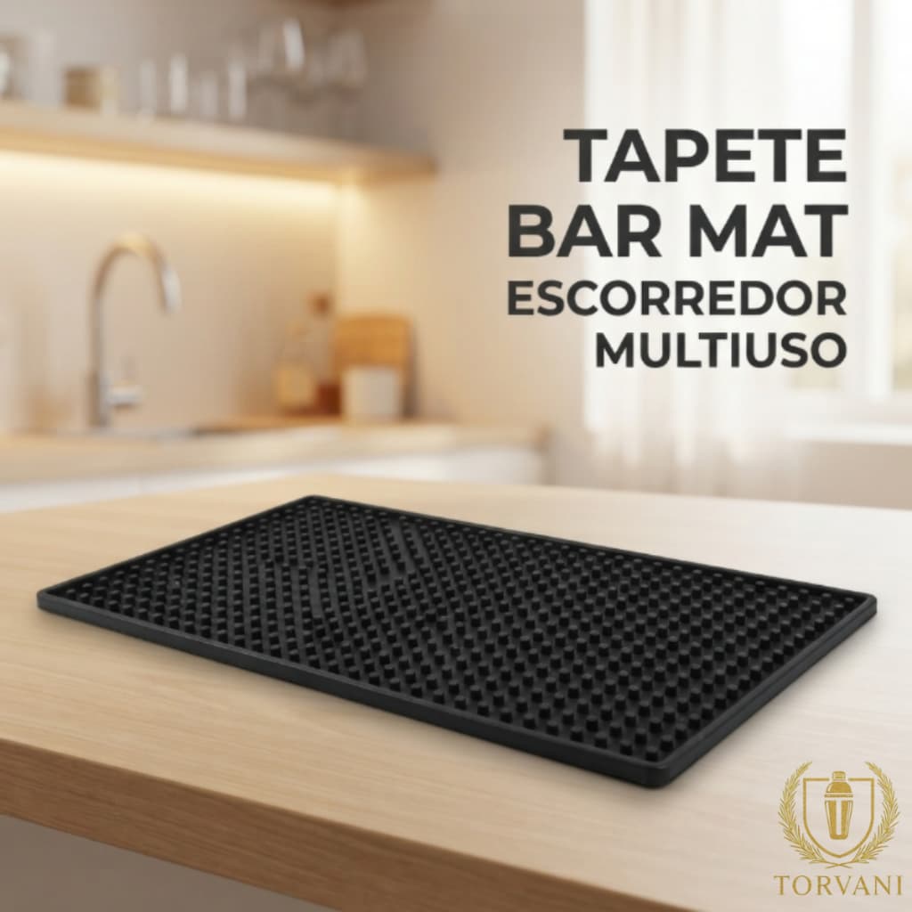 Tapete Bar Mat Escorredor de Louça Emborrachado Antiderrapante Drinks Copos e Pratos