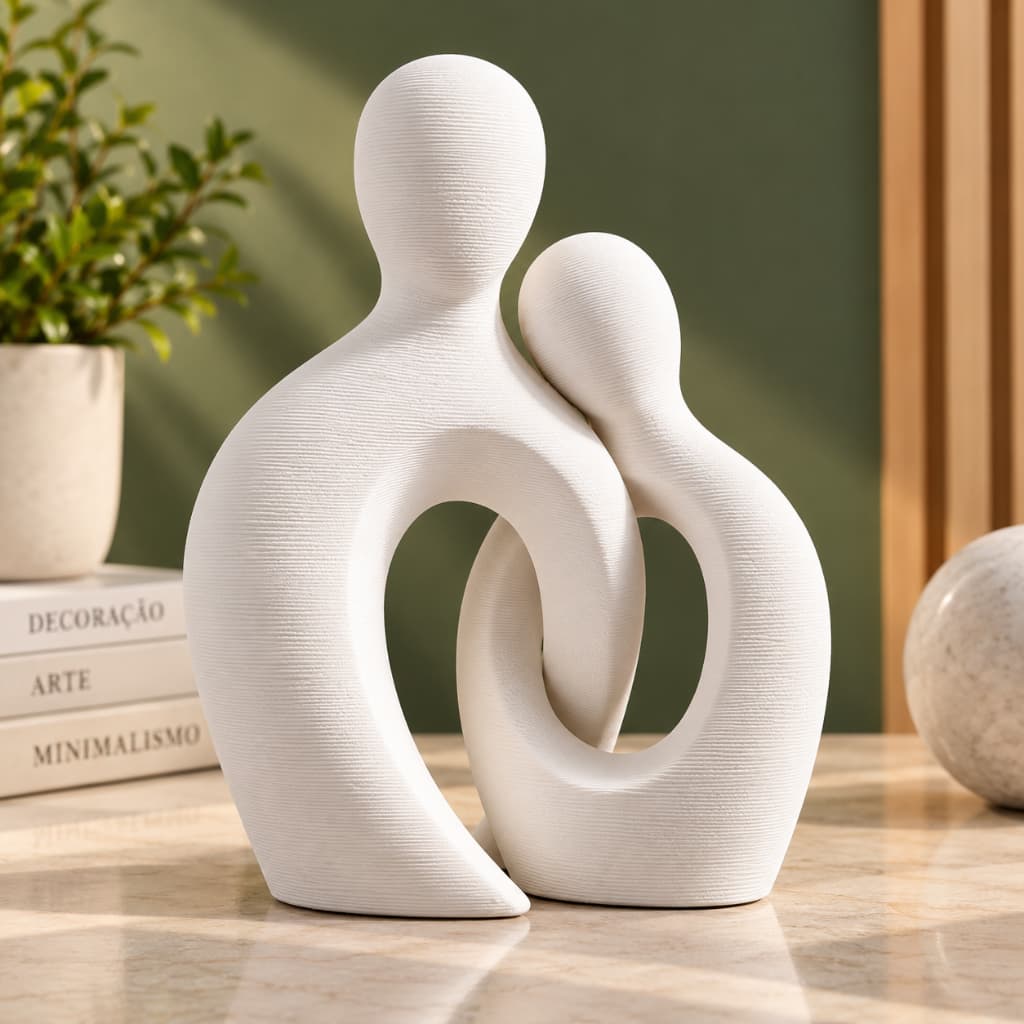 Escultura Nórdica Abstrata Casal Apaixonado Decoração Moderna Minimalista Elegante Romântica para Mesa Sala Casa Quarto