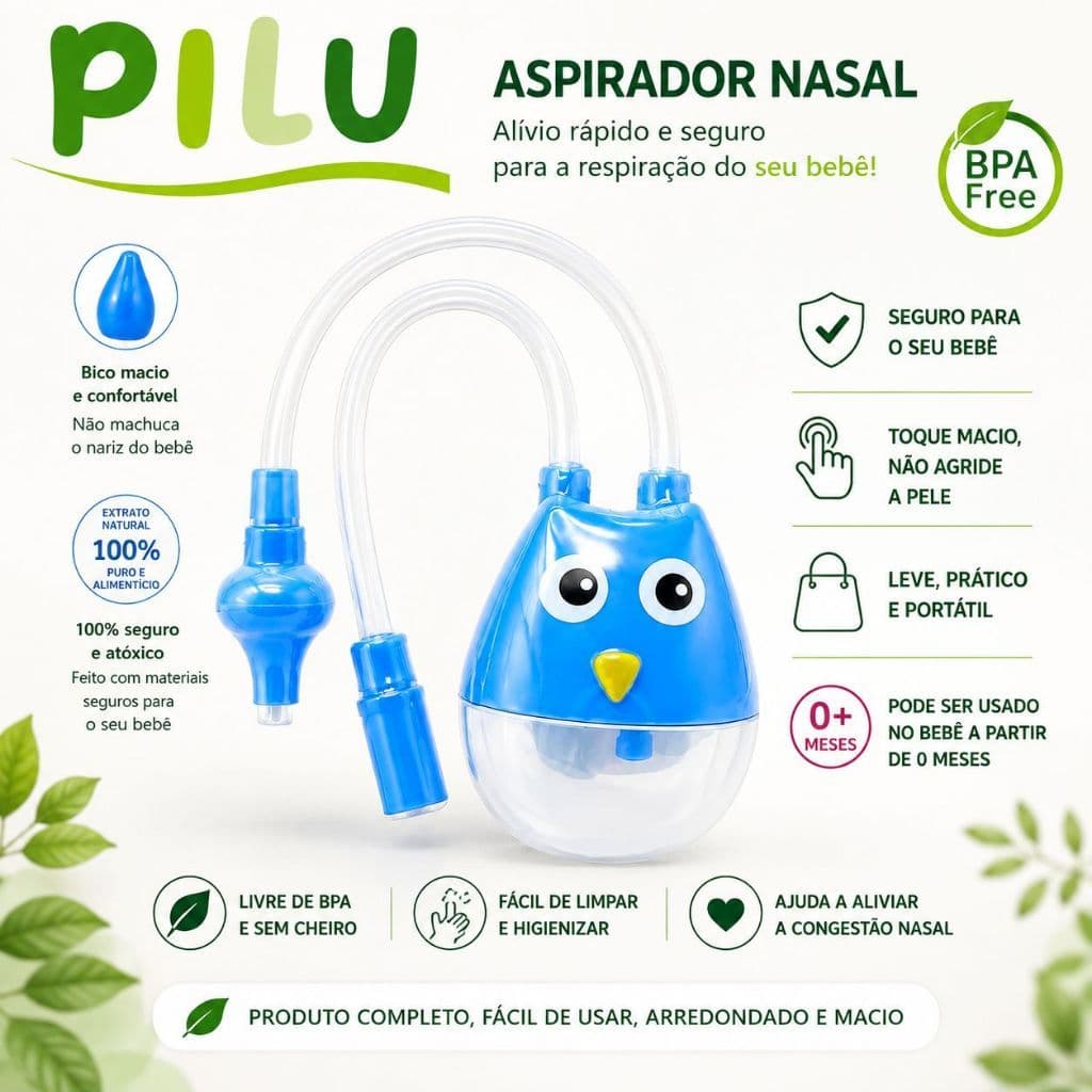 Aspirador Nasal Bebê Infantil Pilu