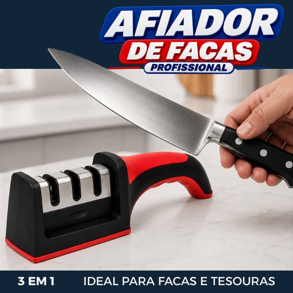 Afiador de Facas e Tesouras 3 em 1 Profissional