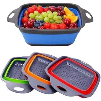 Escorredor Multiuso Dobrável de Silicone para Frutas Legumes Massas Cozinha Compacto