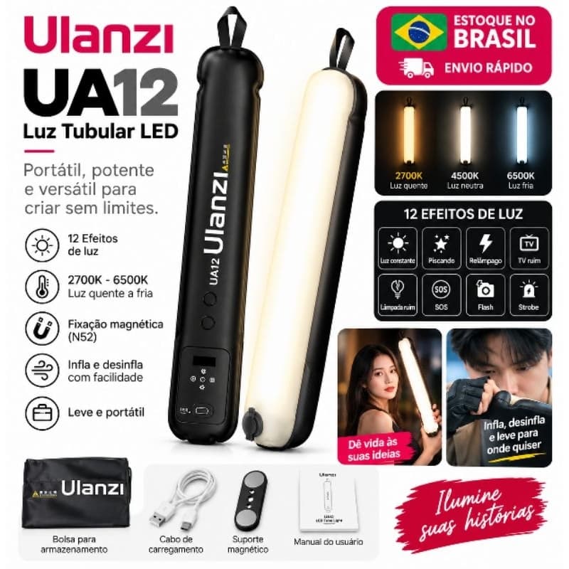 Ulanzi UA12 Luz Tubular LED Portátil 2700K a 6500K
