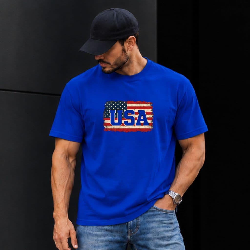 Camiseta Masculina USA Estados Unidos 100% Algodão Lançamento Gola Redonda Confortável Casual Dia A Dia Unissex