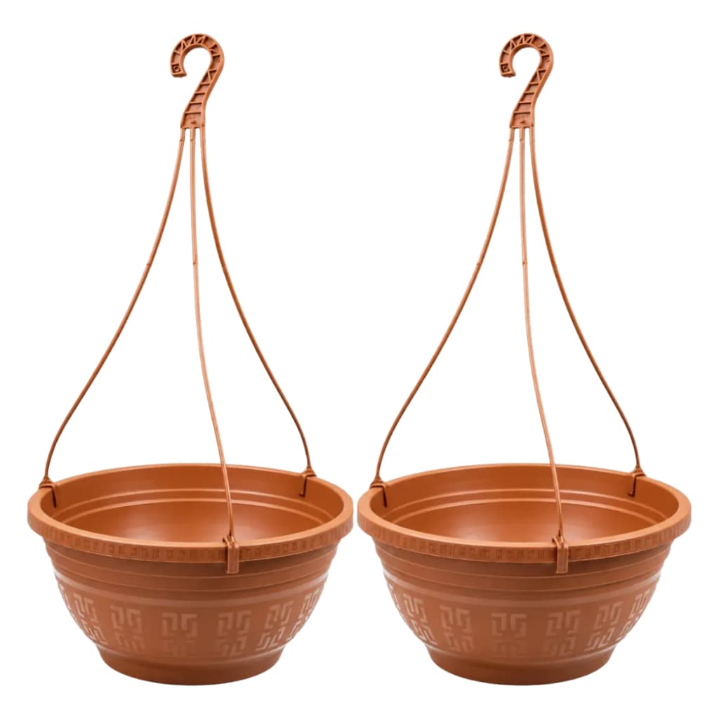 Kit 2 Vaso Suspenso 6L Redondo Terracota com Alça para Plantas Flores Jardim Varanda