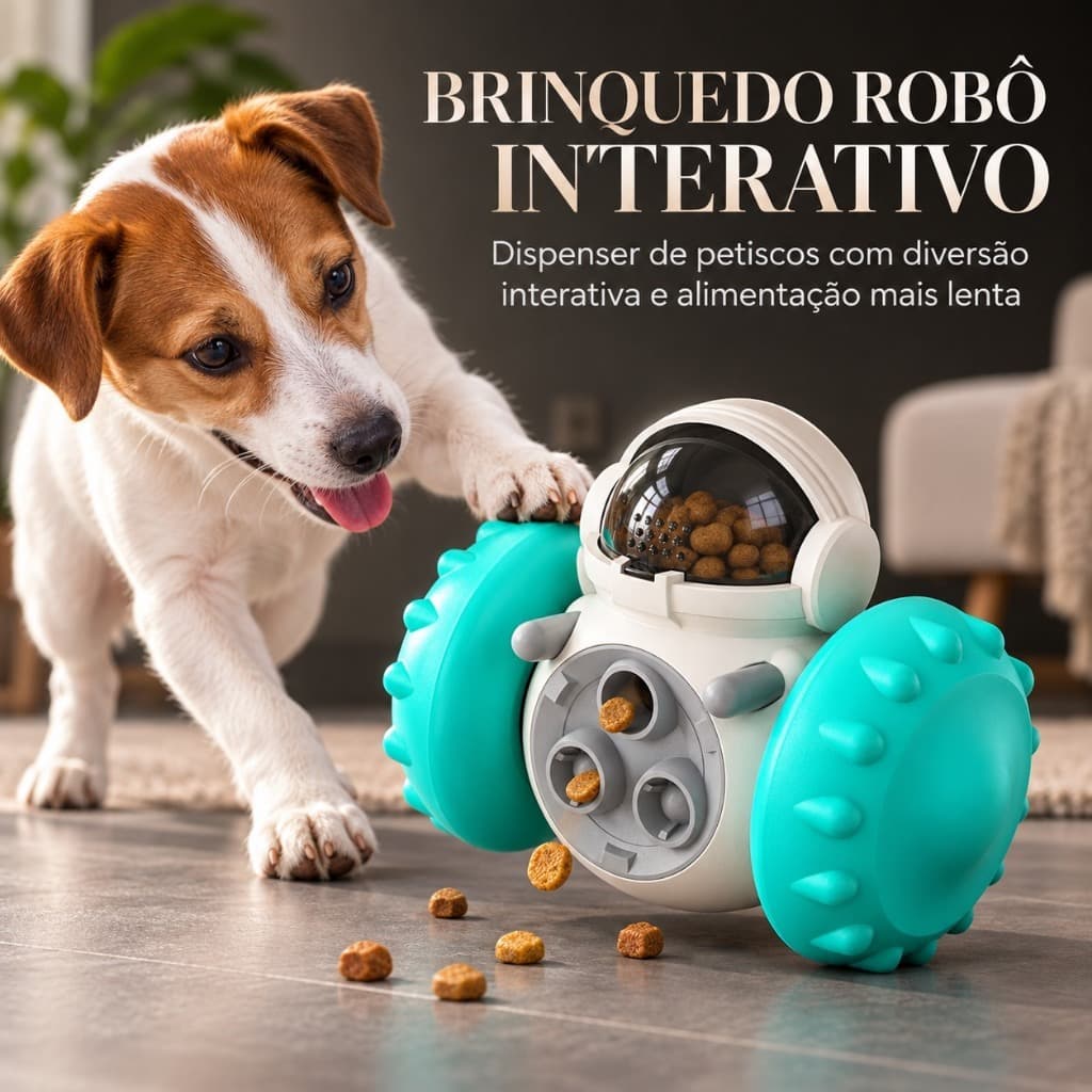 Comedouro Lento Brinquedo Robô Para Cachorros E Gatos Bola Pet Inteligente Dispensa Petiscos Balanço Divertido Azul