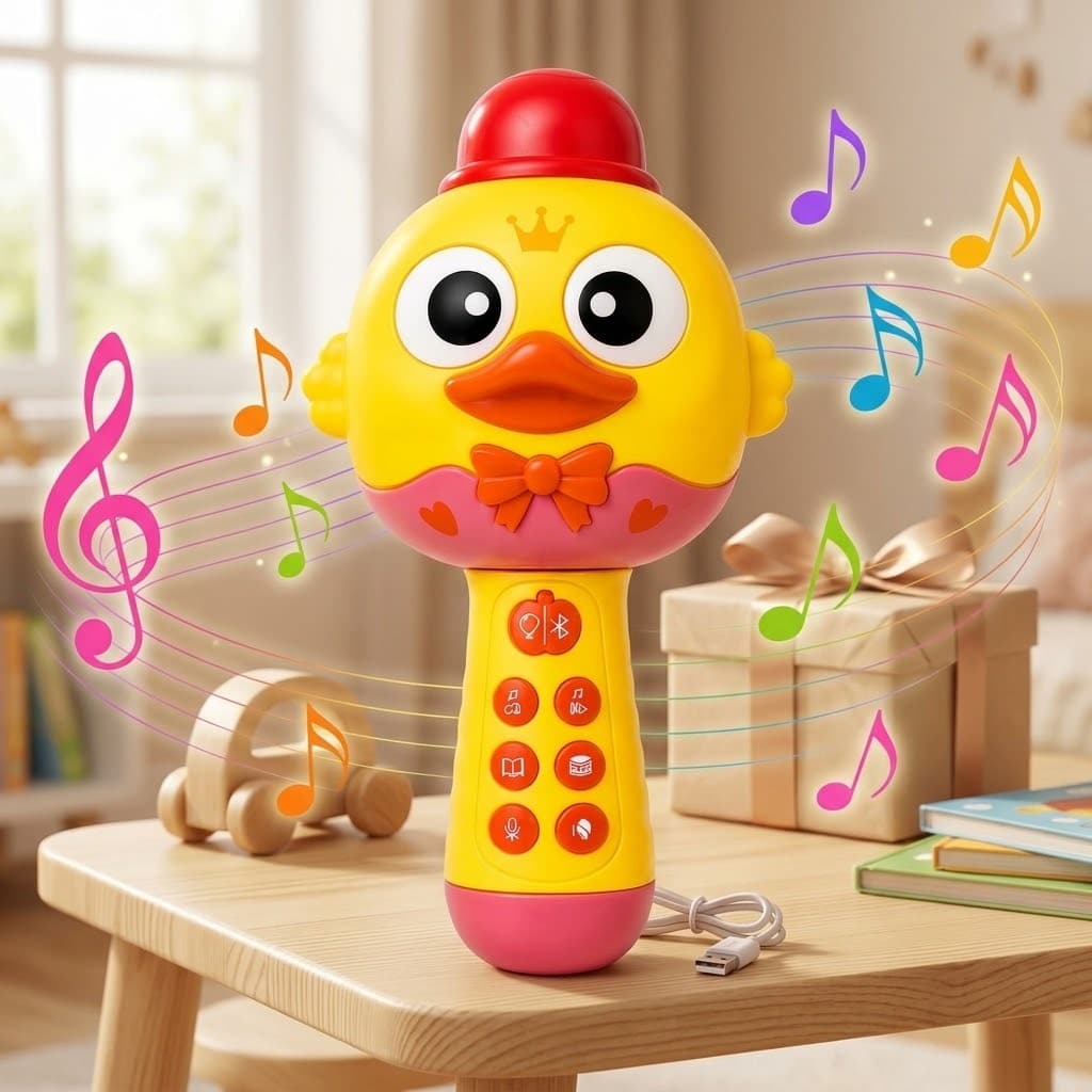 Microfone Infantil Bluetooth Recarregavel Com Musicas Historias Educativas Som Claro