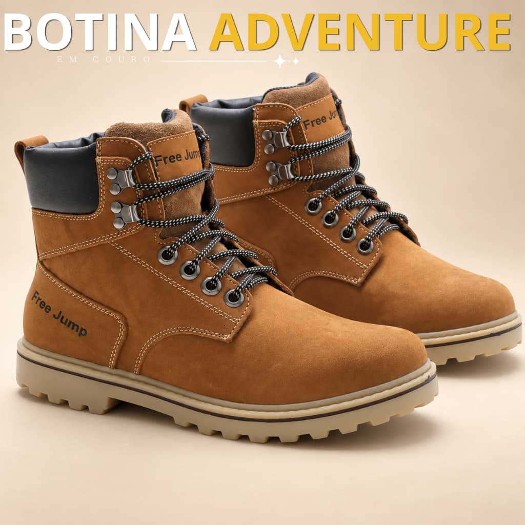 Botina Adventure Masculina em Couro Macio Bota Masculina Confortável Modelo 1020 CATER