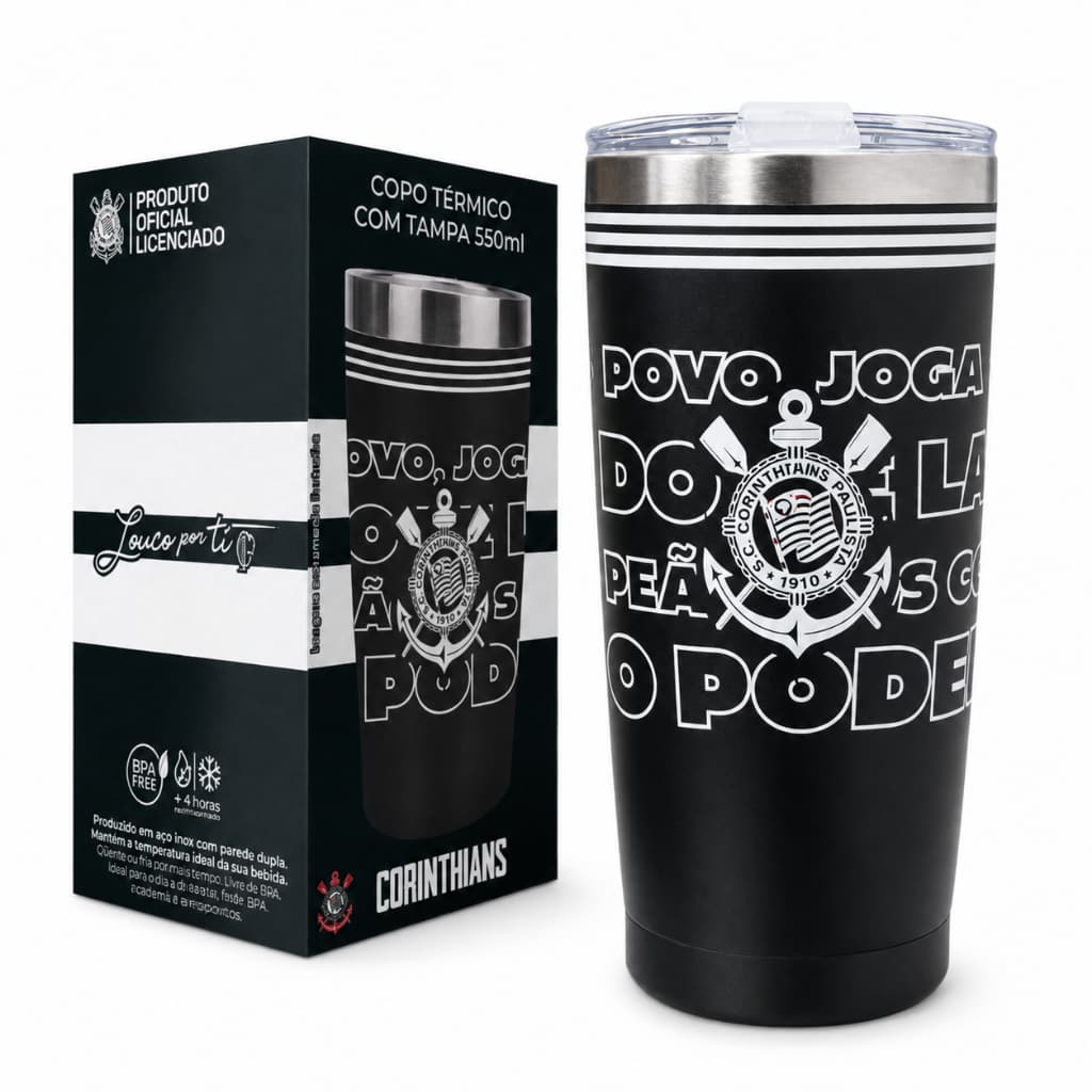 Copo Termico Corinthians 550ml OFICIAL LICENCIADO
