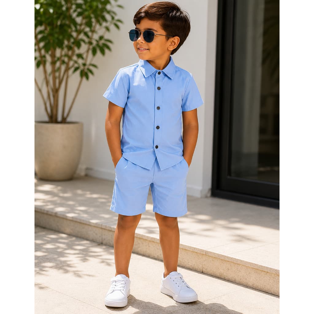 Roupa Infantil De Menino Modinha Camisa E Short Estiloso Mauricinho 04-10