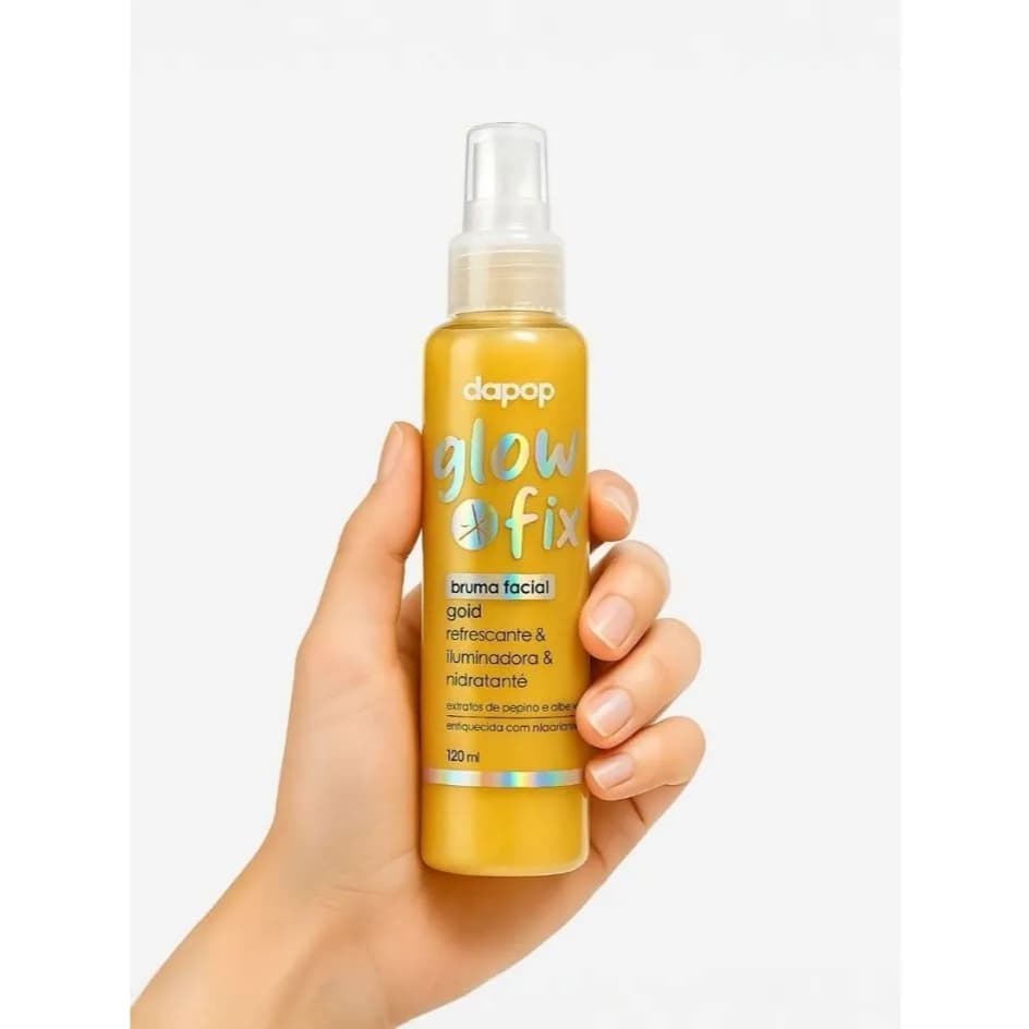 Bruma Fixadora Glow & Fix Gold Dapop Spray Iluminador Refrescante Hidratante Fixador de Maquiagem Rosto