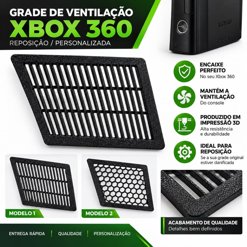 Grade de Ventilação para Xbox 360 Slim – Impressão 3D - Xbox 360 Slim