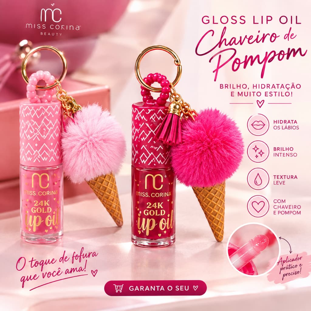Lip gloss fran honey labial com brilho com chaveiro pulseira gloss labial gloss brilhante brilho labial