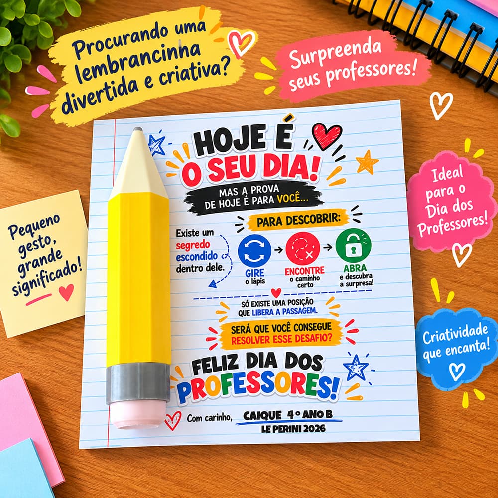 1 A 5 Lembrancinhas Dia dos Professores Lápis Criativo Presente Personalizado