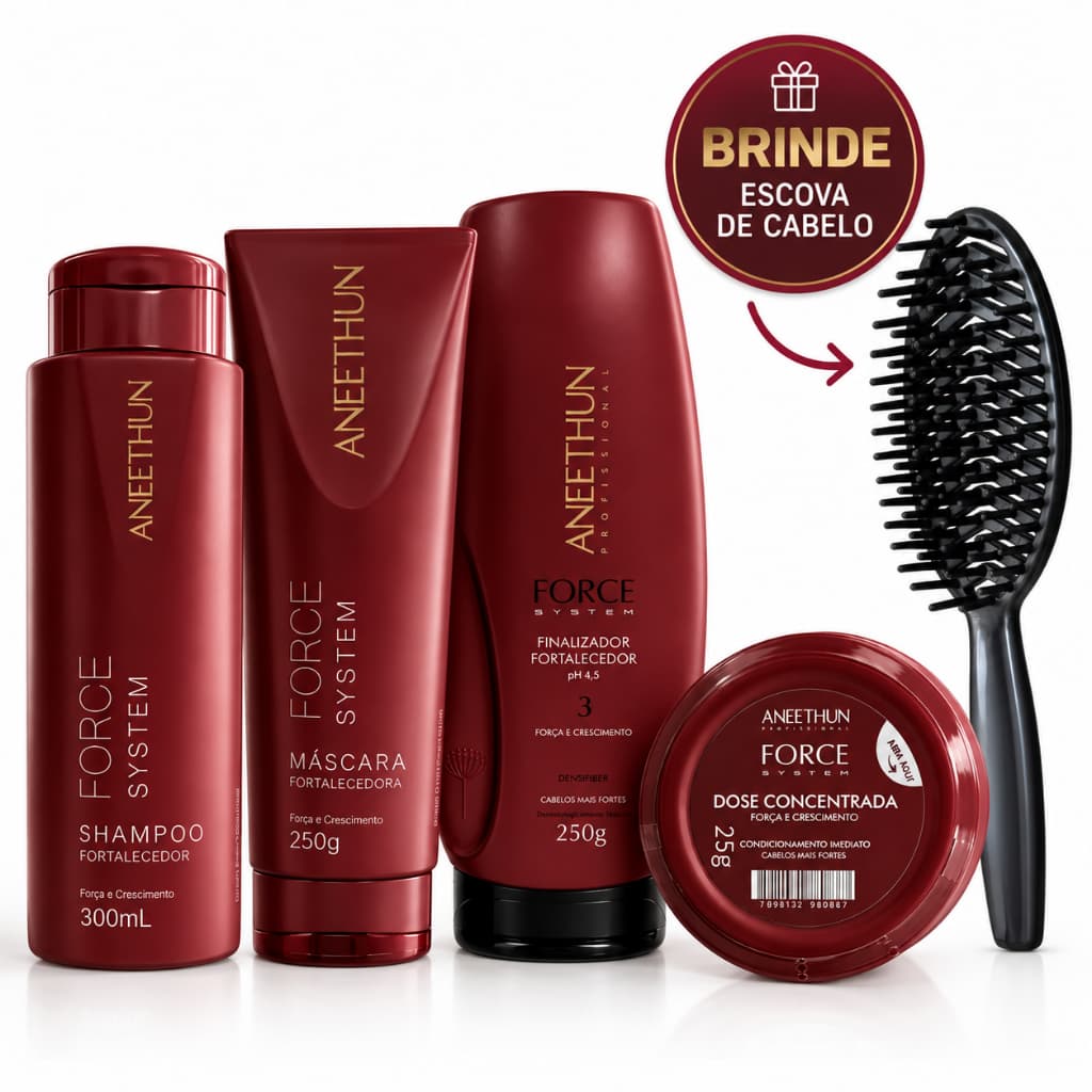 Kit Completo Force System Aneethun Força Crescimento 4 Produtos + Brinde