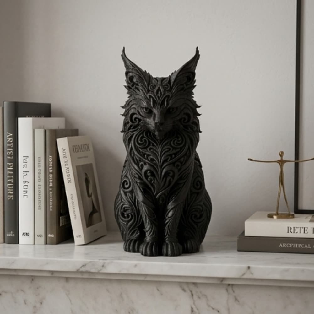 Gato Decorativo Elegante Original Alta Qualidade Escultura Decoração Moderna Quarto Sala Felino