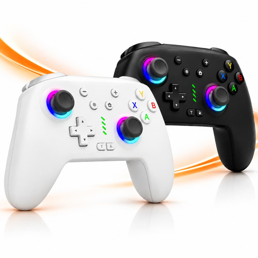 Controle Gamer Wireless RGB Compatível Nintendo Switch, PC e Android – Bluetooth Recarregável