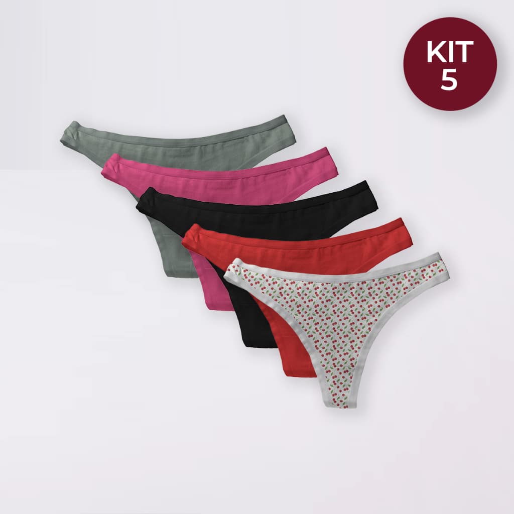 Kit 5 Calcinhas com Viés Feminina Modelo Confortável para o Dia a Dia