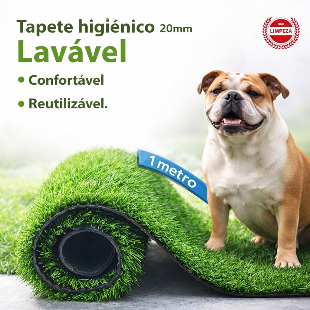 Grama Sintética Pet 30mm - (1m²) 2mX0,5m Verde Jardim Varanda Higiênico Sanitário Grama Sintética Pet