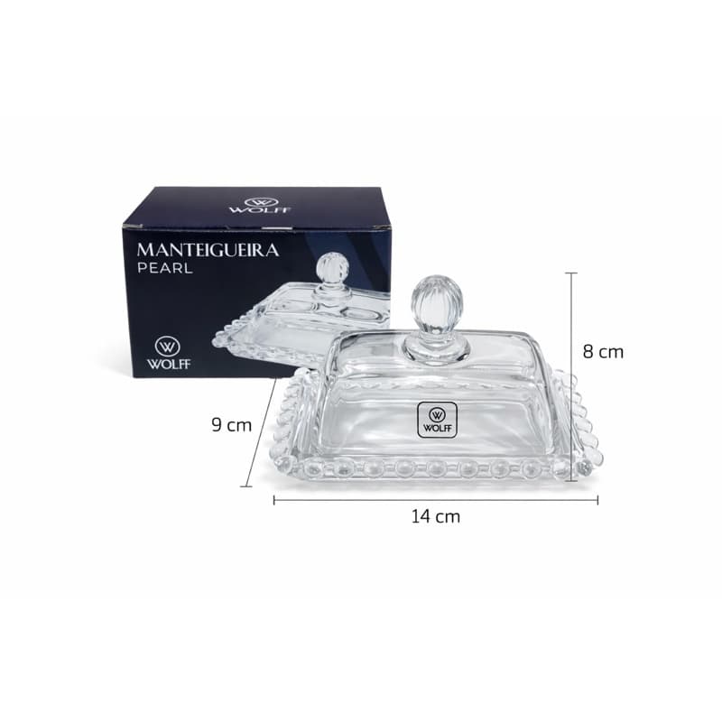 Manteigueira de Vidro Porta Manteiga Com Tampa Cristal Transparente