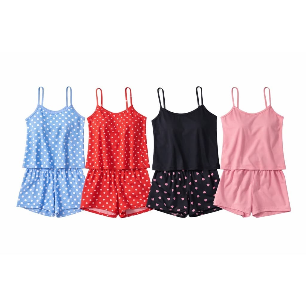 Kit 2 Pijama Baby Doll Feminino Plus Size G GG Malha Liganet Confortável Estampado e Liso
