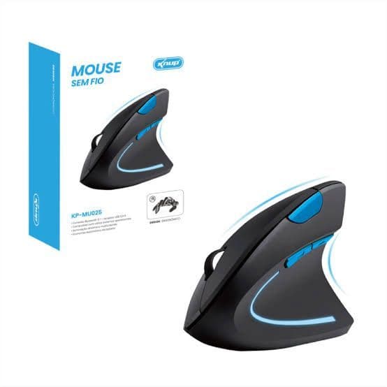 Mouse Ergonômico Sem Fio Preto Para Computador Notebook Bluetooth Knup