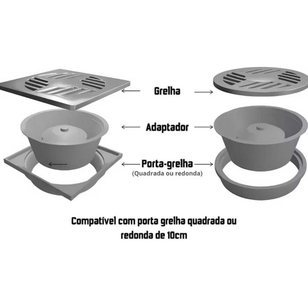 Ralo Anti Odor/Barata/Insetos 10 x 10cm - Neutraliza Odores de Banheiros, Lavanderias - Astra