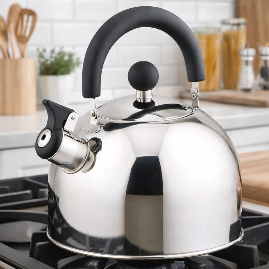 Chaleira de Aço Inox 2,5 Litros com Apito – Resistente, Moderna e Ideal para Cozinha