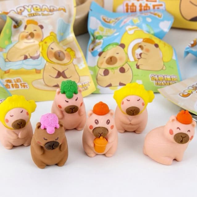 1/2/3 Borracha Surpresa Capivara Baby 8 Modelos Colecionáveis Para Papelaria Escolar Colecionavel